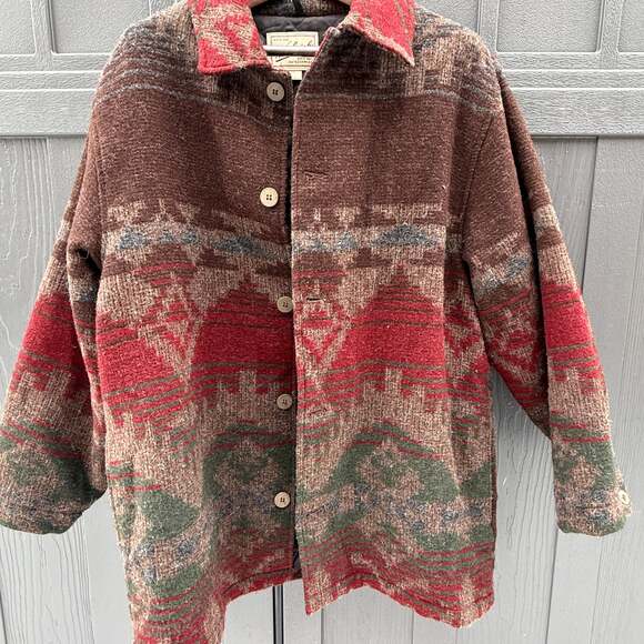 90's Woolrich Aztec Blanket Wool Coat L - Picture 1 of 4